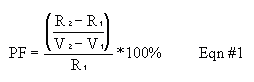 PF=((R2-R1)/(V2-V1))*100/R1